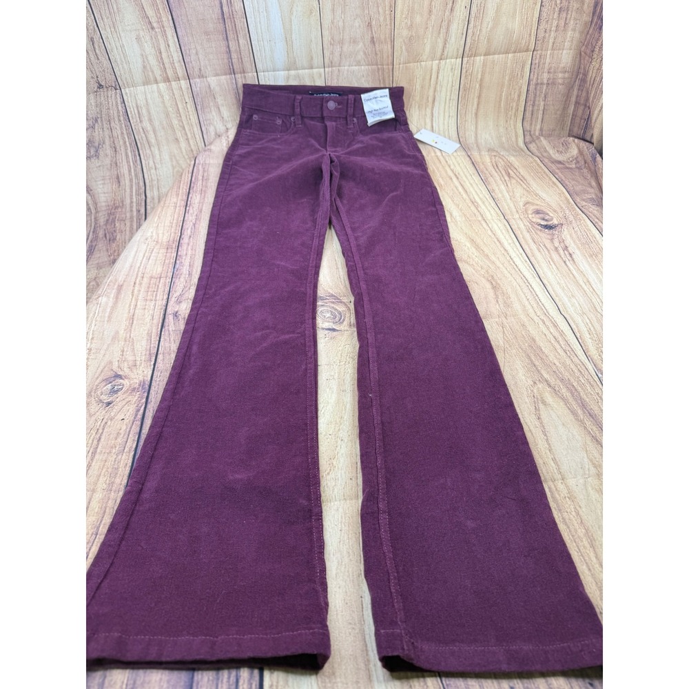 Calvin Klein Jeans Womens 25 High Rise Bootcut Corduroy Pants Burgundy CJ3M4809
